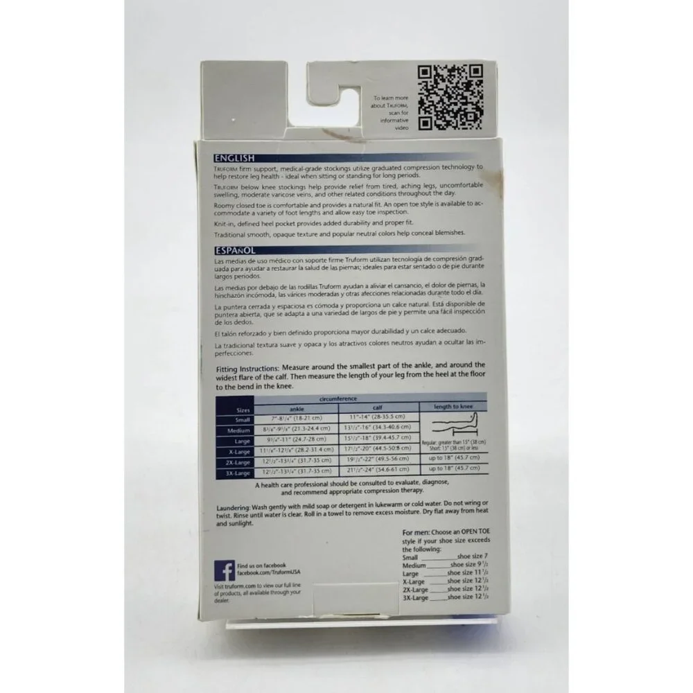 Truform‎ Below Knee Compression Stockings 20-30 Firm #8865-S Unisex Beige Size S